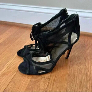 Sam Edelman Pompei Women’s Open-Toe Suede Black Stiletto Heels Size 8